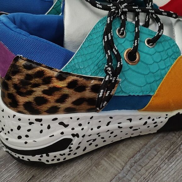 Ladies  Clark-16  multicolor cliff wedge sneakers Sz 9 - Picture 6 of 8